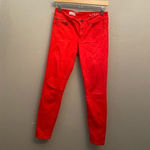 Gap Red/orange skinny jeans with zipper details